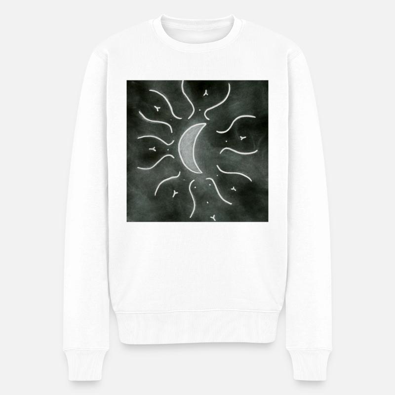 Luna Mandala grau - Männer Premium Bio Pullover - Weiß