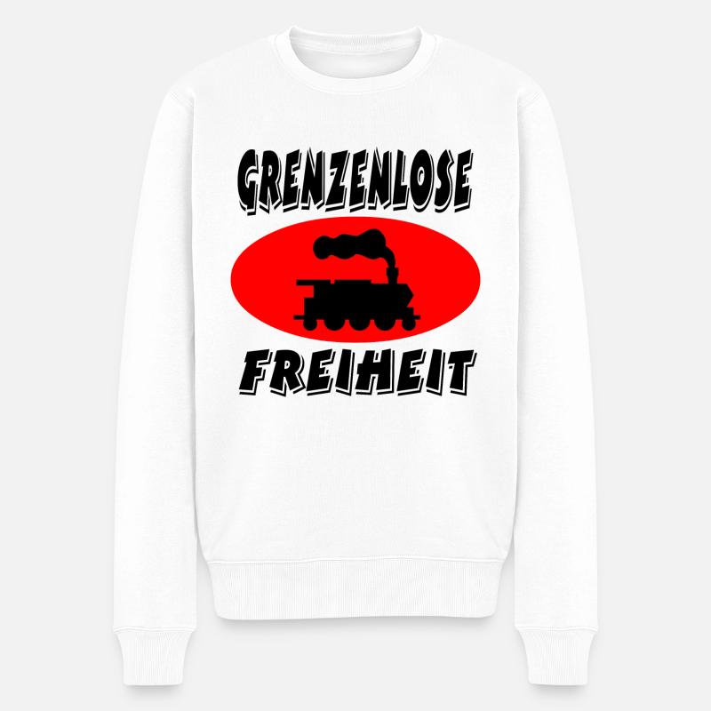 Eisenbahn - Männer Premium Bio Pullover - Weiß