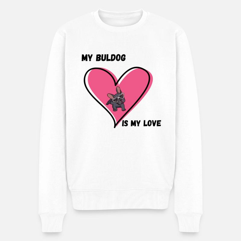 Bulldogge Meine Liebe - Männer Premium Bio Pullover - Weiß