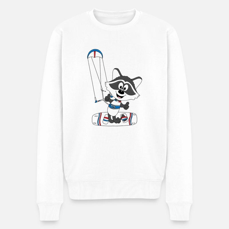 WASCHBÄR - KITER - KITESURFER - KITE - KITEN - Männer Premium Bio Pullover - Weiß