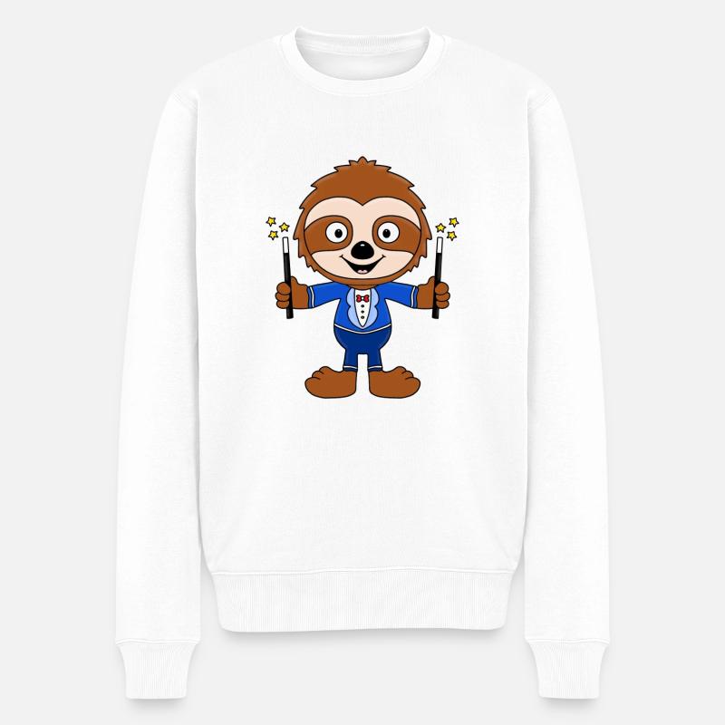 ZAUBERER - FAULTIER - TIER - KIND - BABY - Männer Premium Bio Pullover - Weiß