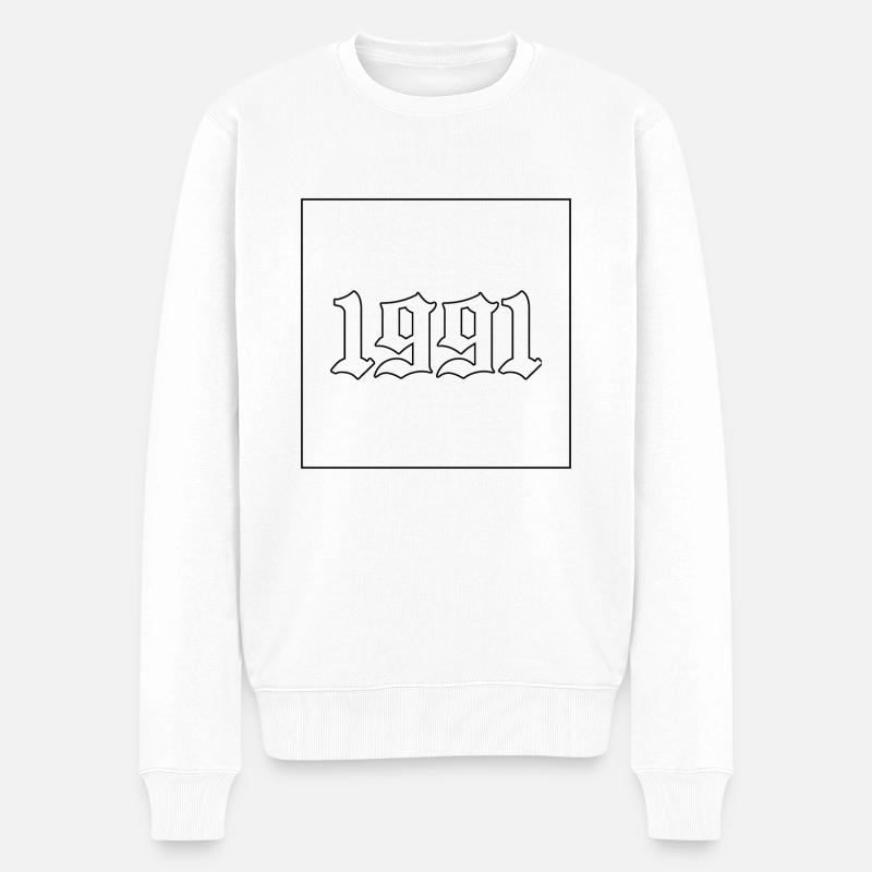 1991 - Männer Premium Bio Pullover - Weiß