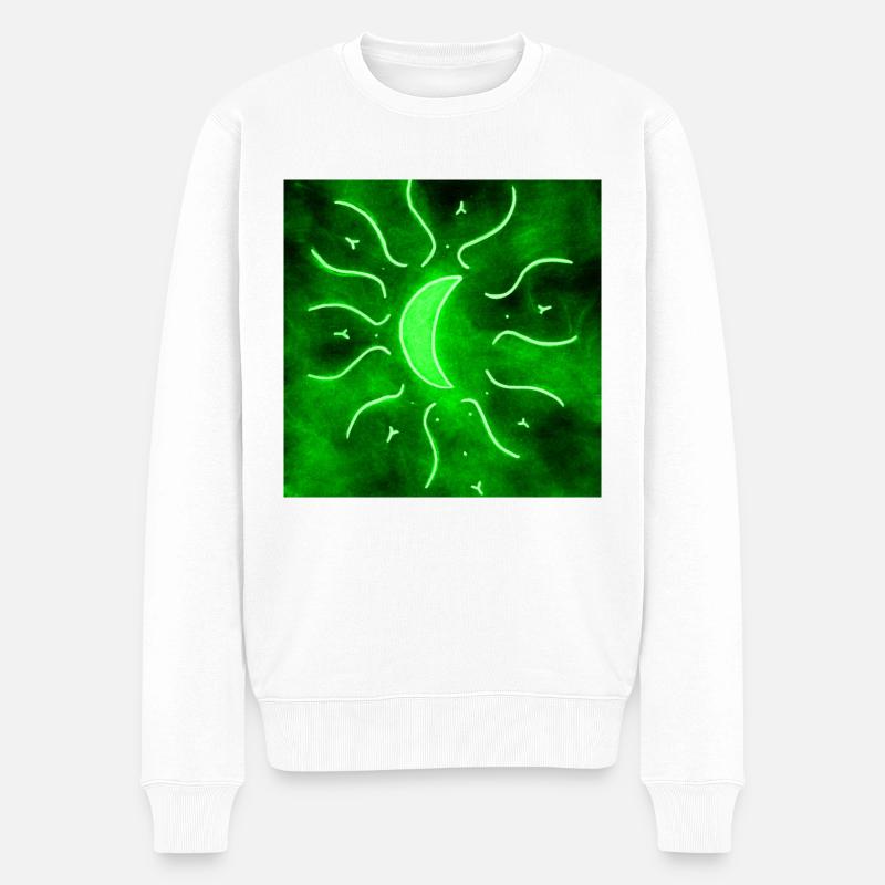 LUNE DE MANDALA VERTE - Pull Premium bio Homme - blanc