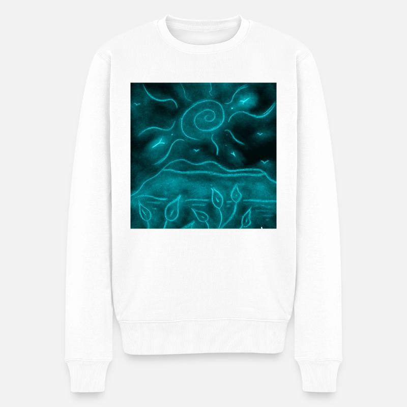 AZULITO NACHTLANDSCHAFT - Männer Premium Bio Pullover - Weiß
