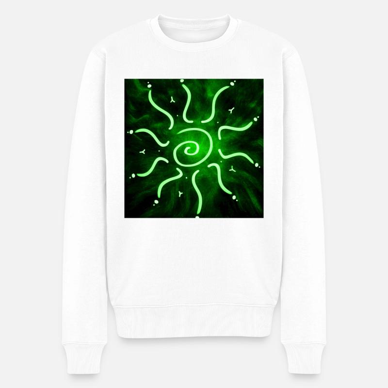 GRÜNE HEISSE SONNE - Männer Premium Bio Pullover - Weiß