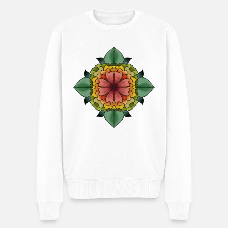 Mandala dessiné - Pull Premium bio Homme - blanc