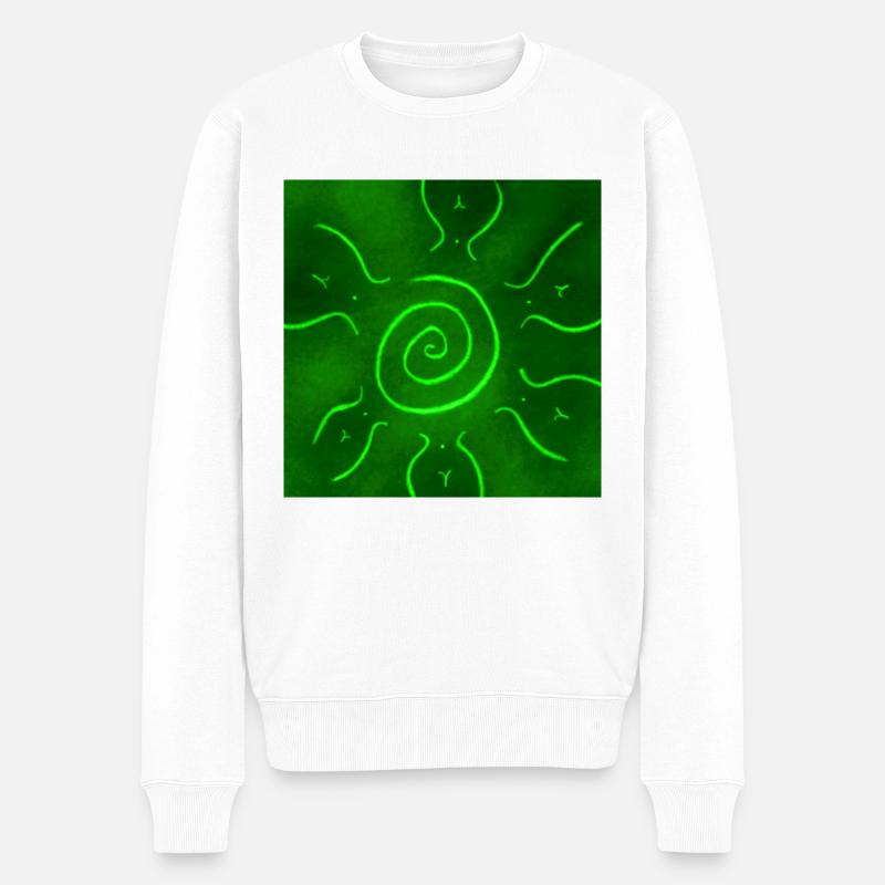 GRÜNE SONNE - Männer Premium Bio Pullover - Weiß