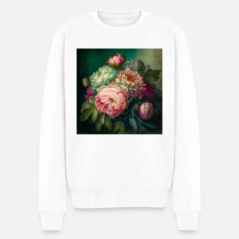 Floral Design15 - Männer Premium Bio Pullover - Weiß