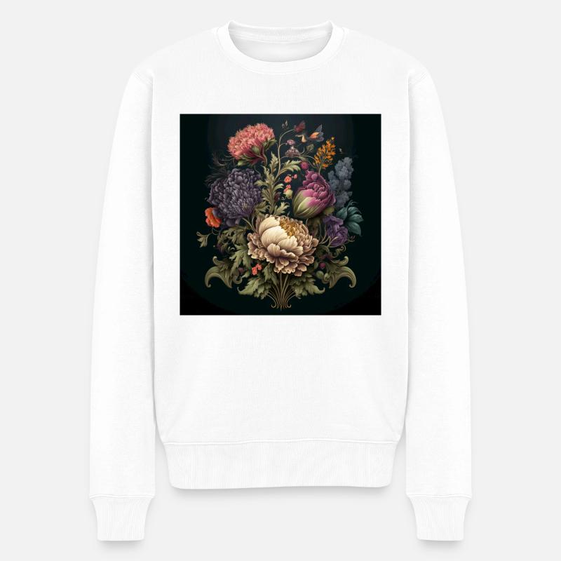Floral Design 17 - Männer Premium Bio Pullover - Weiß