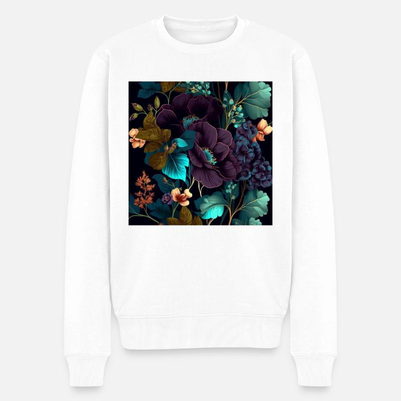 Floral Design 9 - Männer Premium Bio Pullover - Weiß