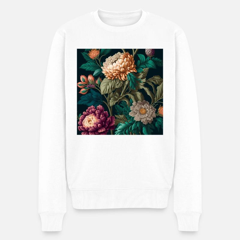 Floral Design 19 - Männer Premium Bio Pullover - Weiß