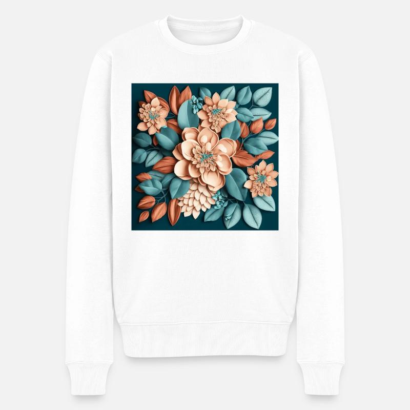 Floral Design 24 - Männer Premium Bio Pullover - Weiß