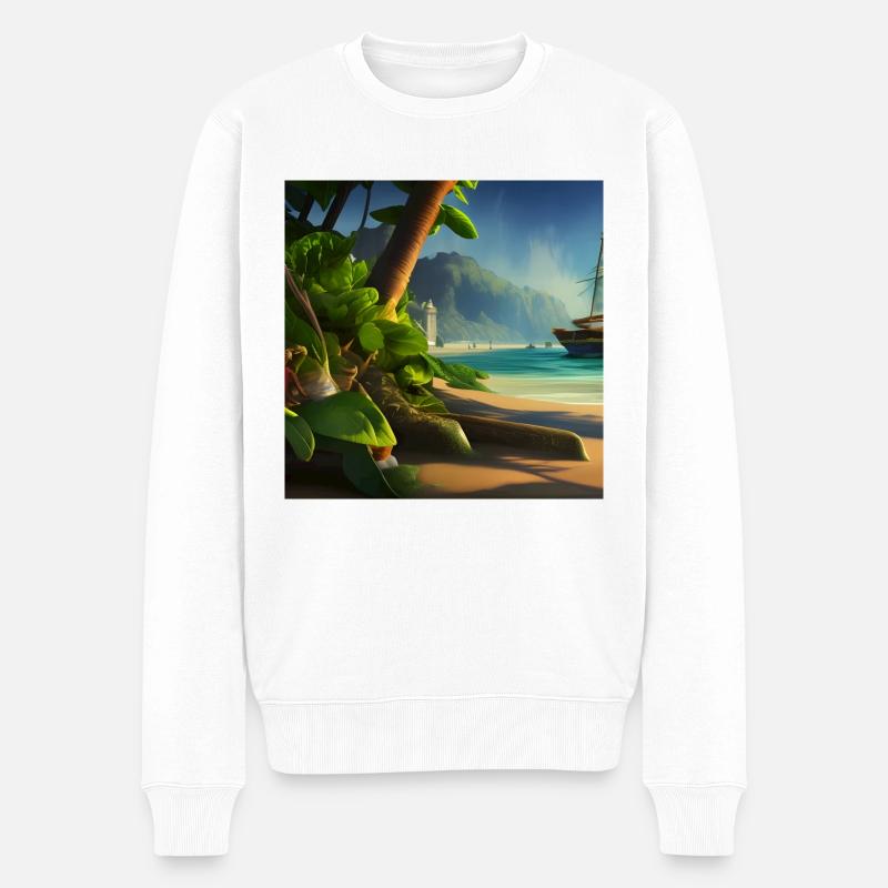 Bateau et palmier - Pull Premium bio Homme - blanc