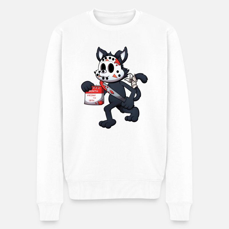 Chat noir le vendredi 13 - Pull Premium bio Homme - blanc