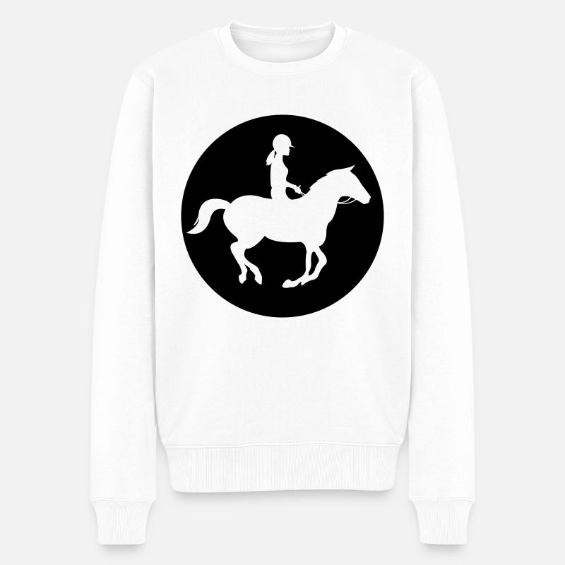 Reiterin - Männer Premium Bio Pullover - Weiß