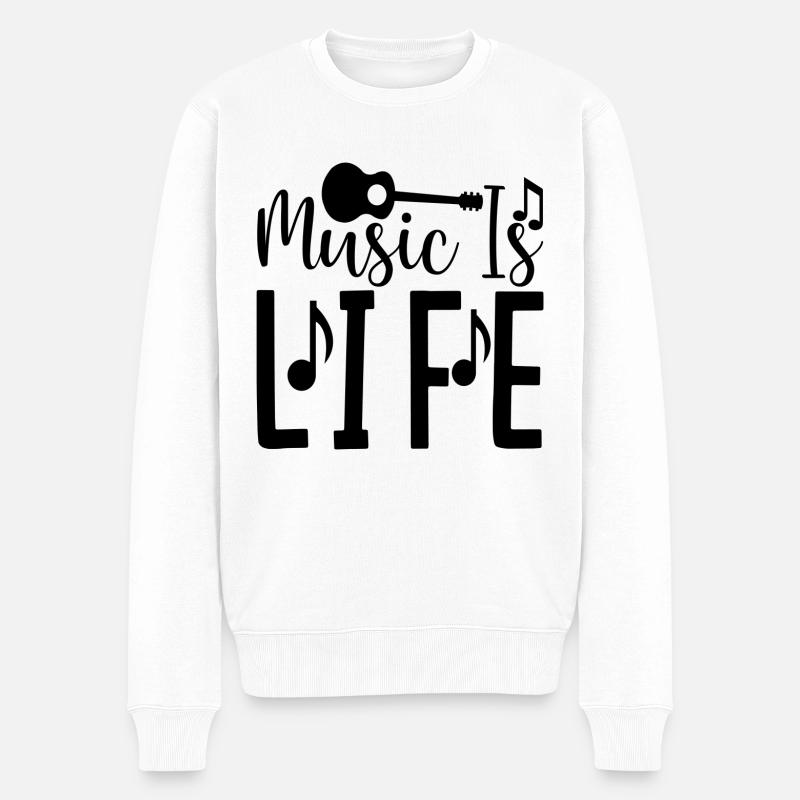 Music is Life - Männer Premium Bio Pullover - Weiß