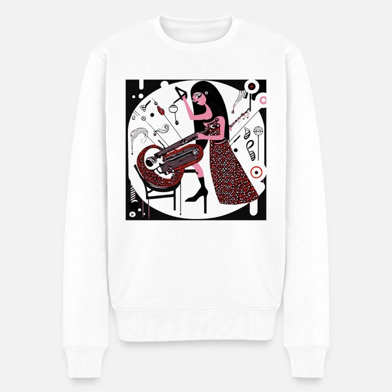 Musik Mädchen - Männer Premium Bio Pullover - Weiß