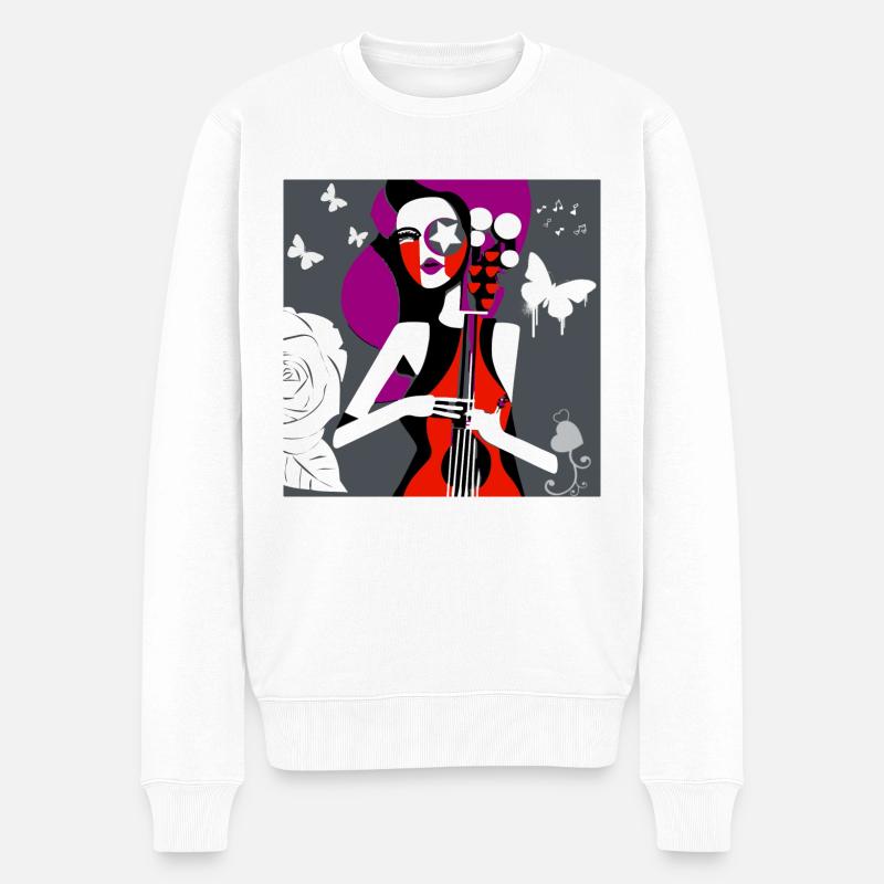 Musik Mädchen - Männer Premium Bio Pullover - Weiß