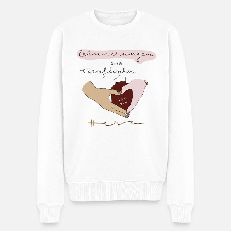 Erinnerungen sind Wärmflaschen fürs Herz rot - Männer Premium Bio Pullover - Weiß