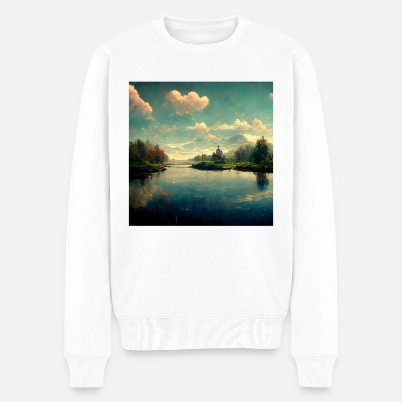 Verzauberte Natur - Männer Premium Bio Pullover - Weiß