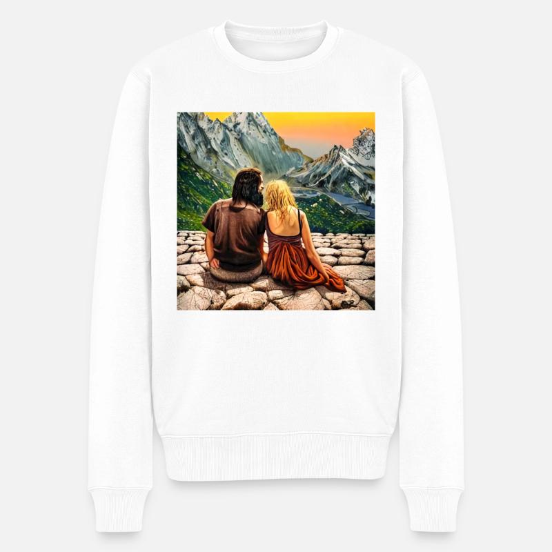 Bergromantik - Männer Premium Bio Pullover - Weiß