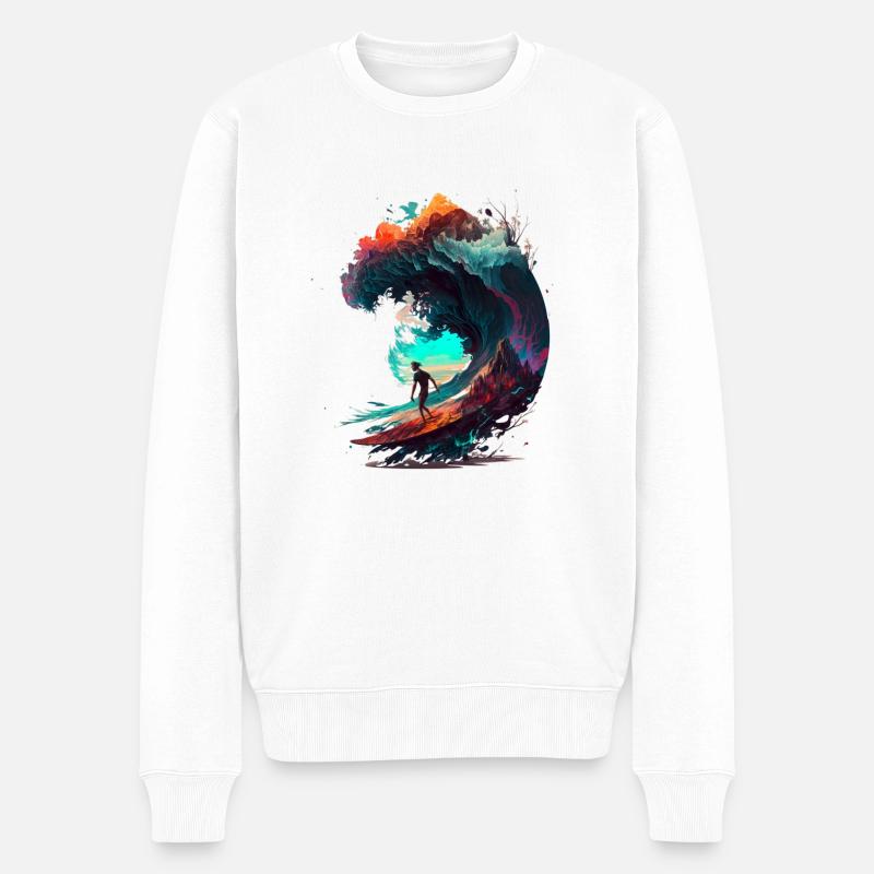 dream wave - Männer Premium Bio Pullover - Weiß