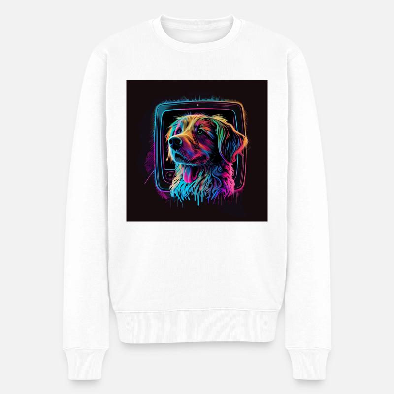 Rainbow Hund - Männer Premium Bio Pullover - Weiß