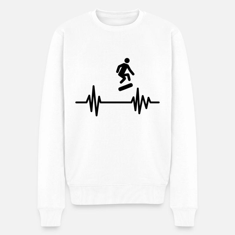Skate Herzschlag - Cooles Skateboard Design - Männer Premium Bio Pullover - Weiß