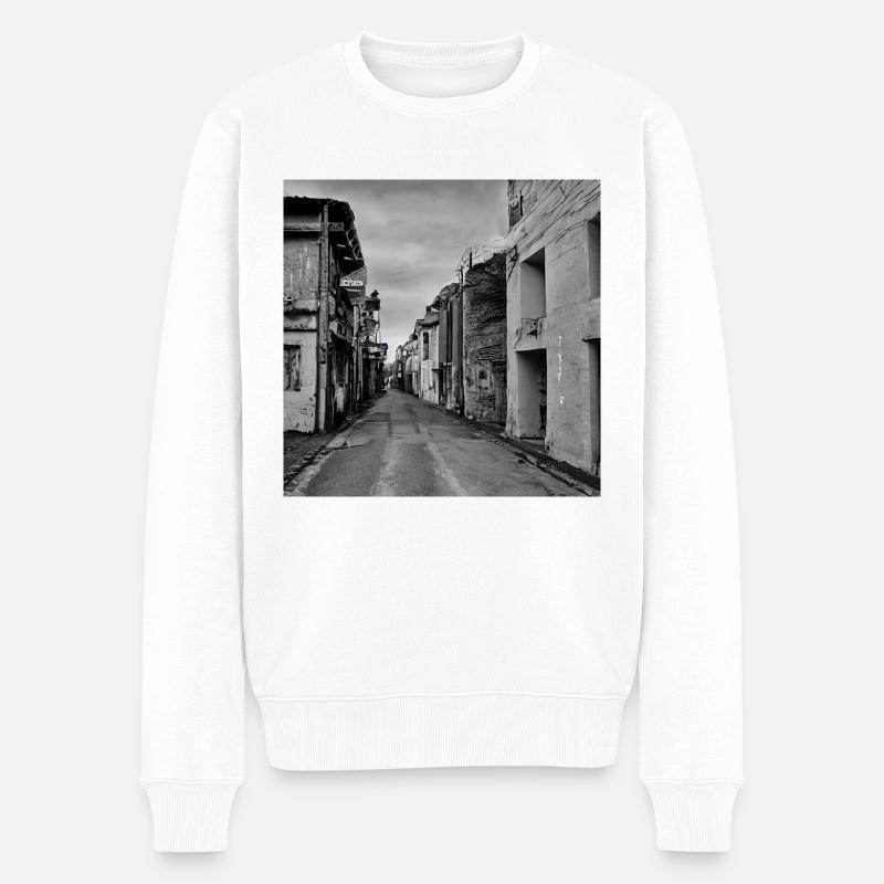 Einsame Stadt - Männer Premium Bio Pullover - Weiß