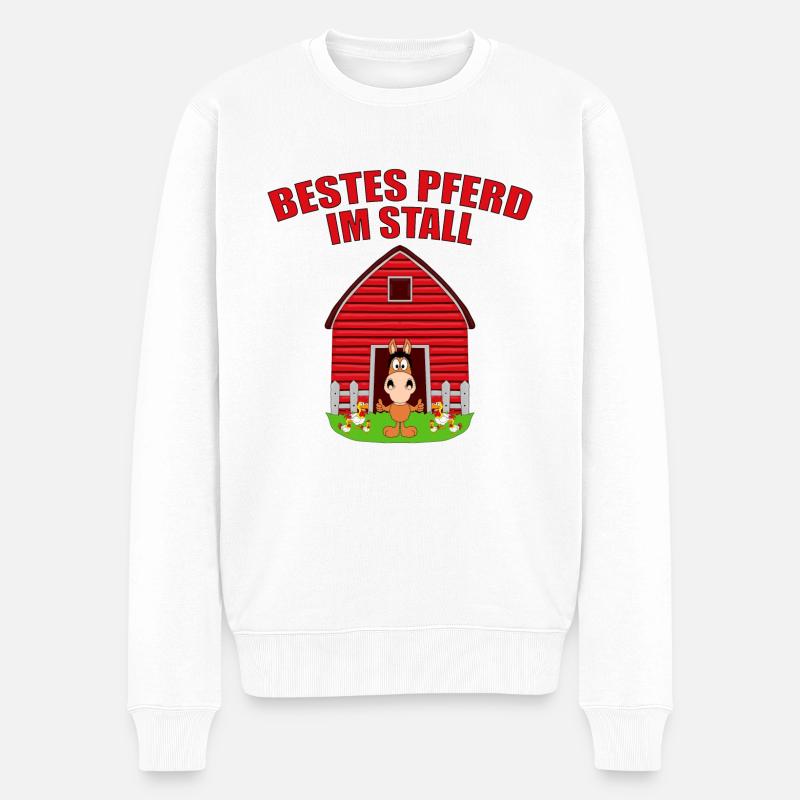 BESTES PFERD IM STALL - REITEN - PFERDE - TIER - Männer Premium Bio Pullover - Weiß