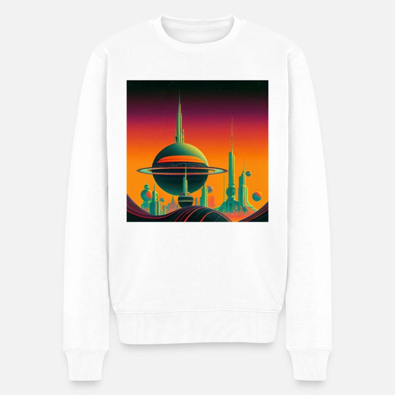 Kolonisation des Saturn - Männer Premium Bio Pullover - Weiß