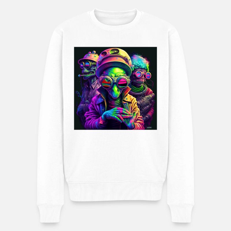 Gangster Marsianer - Männer Premium Bio Pullover - Weiß