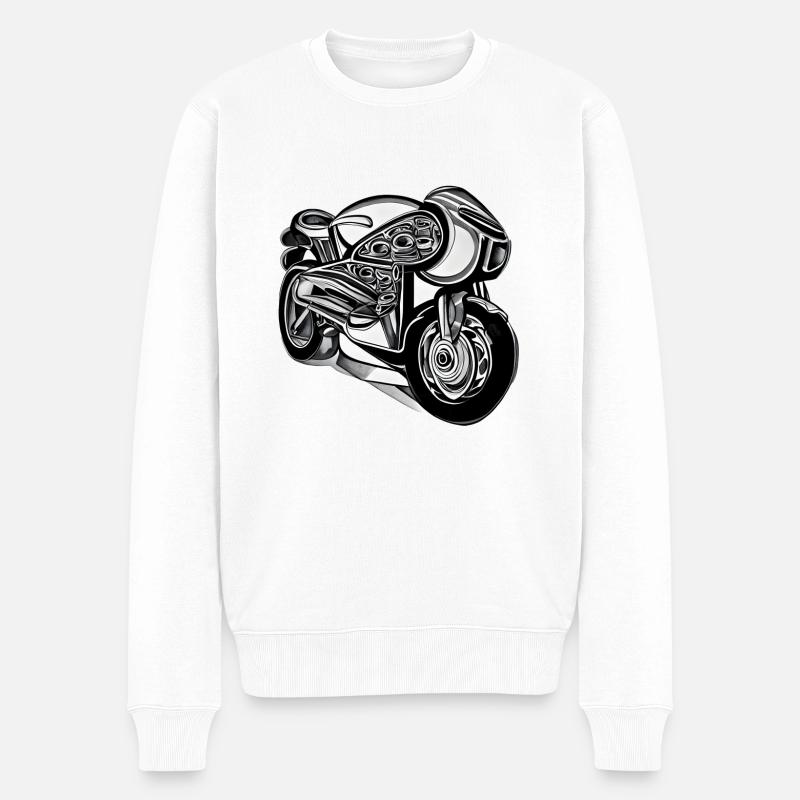 Motorrad - Konzept-Design-Skizze in Schwarz-Weiß - Männer Premium Bio Pullover - Weiß