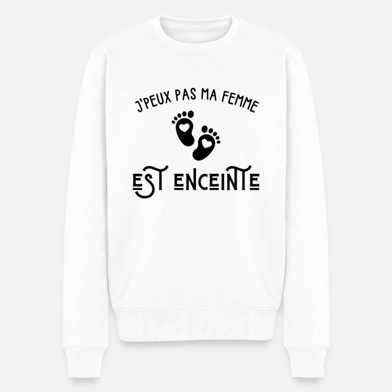 je peux pas ma femme est enceinte - Pull Premium bio Homme - blanc