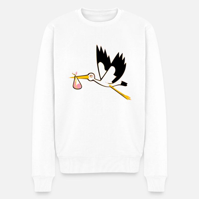 Madame la cigogne et bébé - Pull Premium bio Homme - blanc