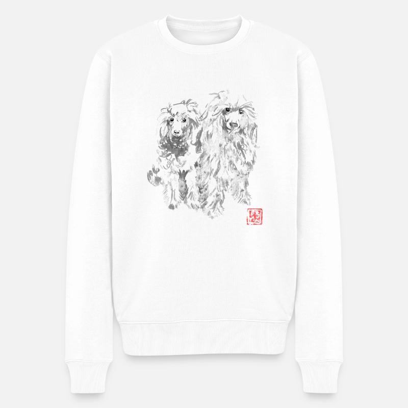 2 Hunde - Männer Premium Bio Pullover - Weiß