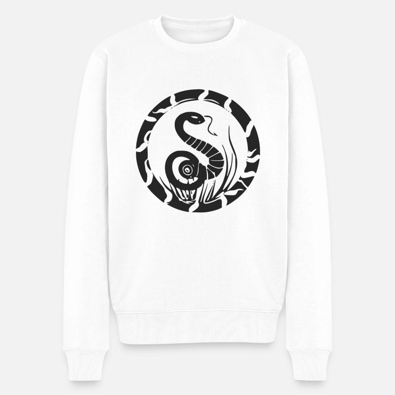 Die Schlange - Männer Premium Bio Pullover - Weiß