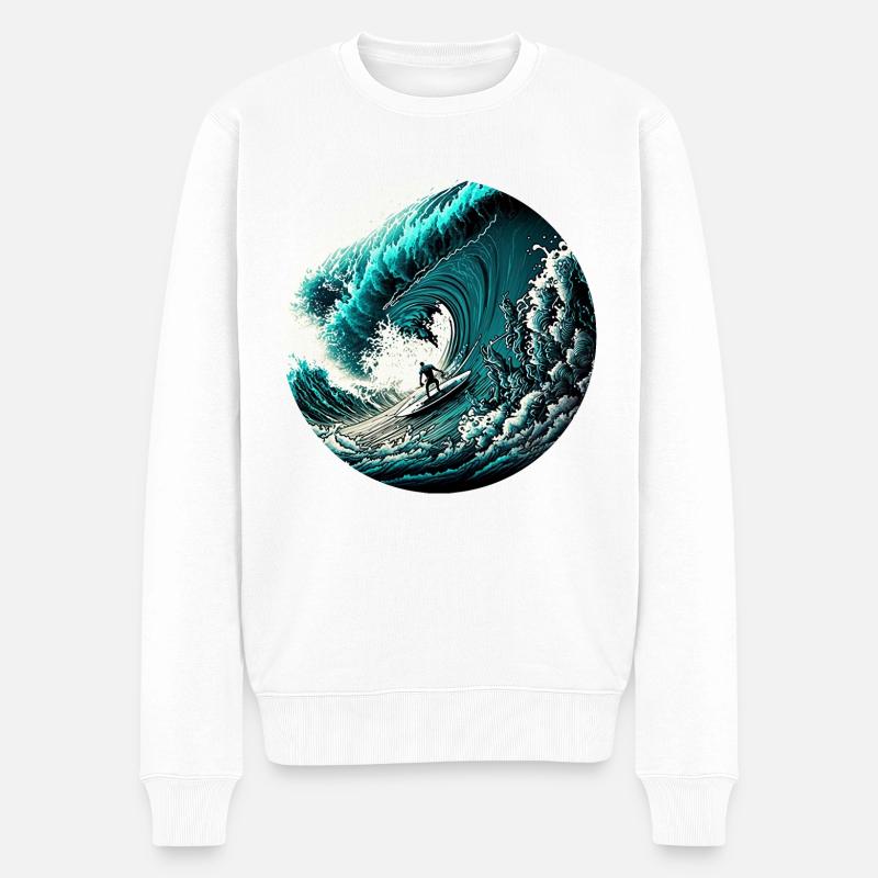 Riding the Wave - Männer Premium Bio Pullover - Weiß