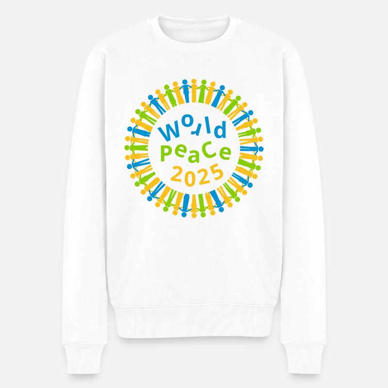 Weltfrieden 2025 - Männer Premium Bio Pullover - Weiß