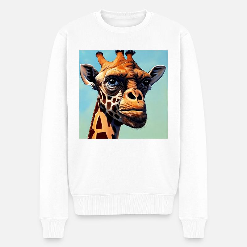 Giraffe mit Affengesicht - Männer Premium Bio Pullover - Weiß