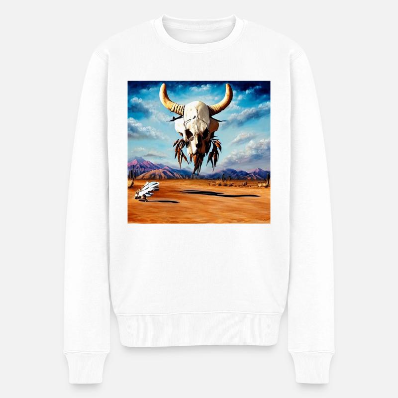 Crâne de buffle volant - Pull Premium bio Homme - blanc