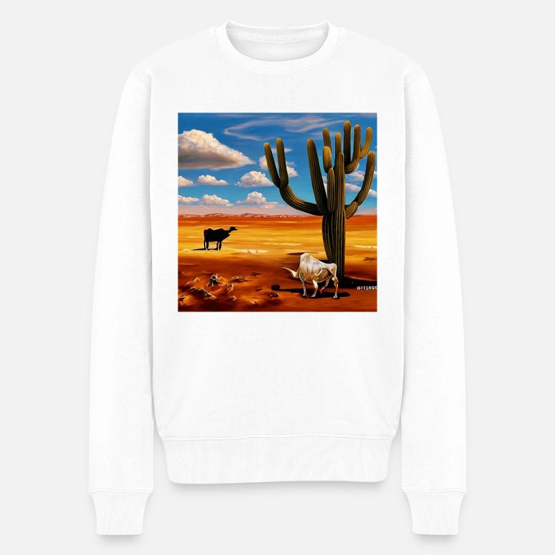Prärielandschaft - Männer Premium Bio Pullover - Weiß