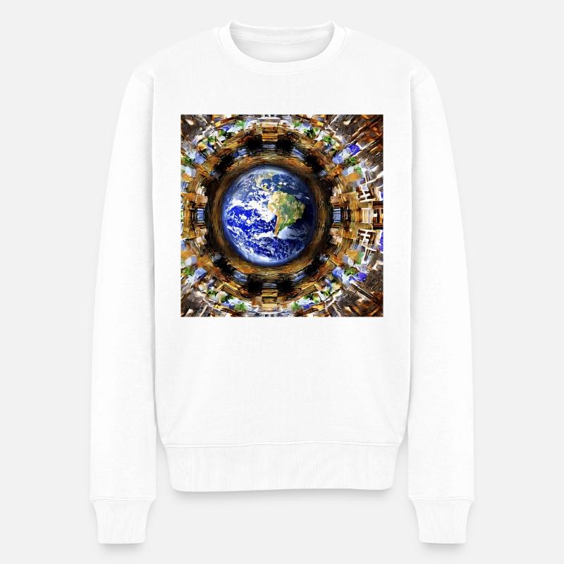 Erde - abstrakt - Männer Premium Bio Pullover - Weiß