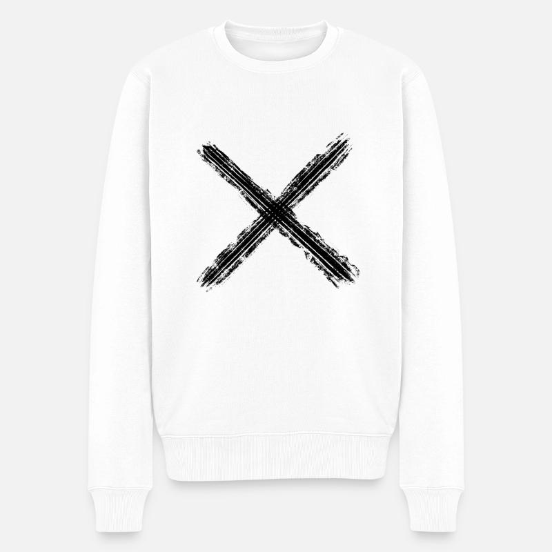 Kreuz schwarz - Männer Premium Bio Pullover - Weiß