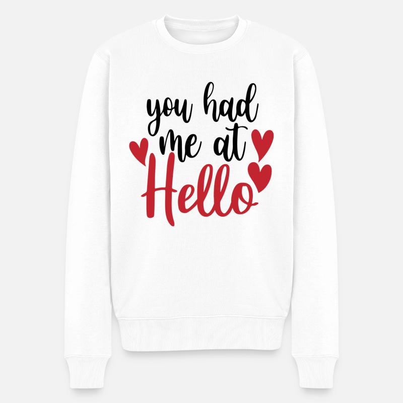 Tu m’as eu au Hello - Pull Premium bio Homme - blanc