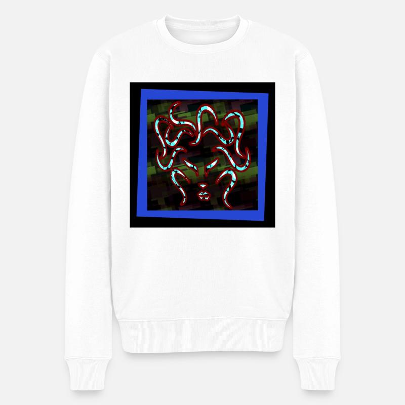 Kampfgesicht - Kunstbild - Männer Premium Bio Pullover - Weiß