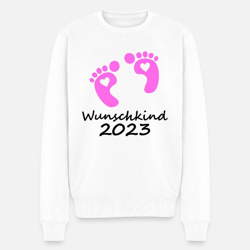 Wunschkind 2023 Mädchen - Männer Premium Bio Pullover - Weiß