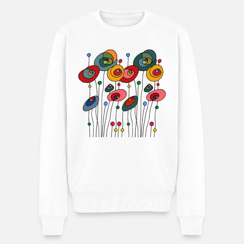 Blumen - Männer Premium Bio Pullover - Weiß