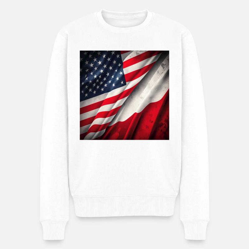 USA and Poland - Männer Premium Bio Pullover - Weiß