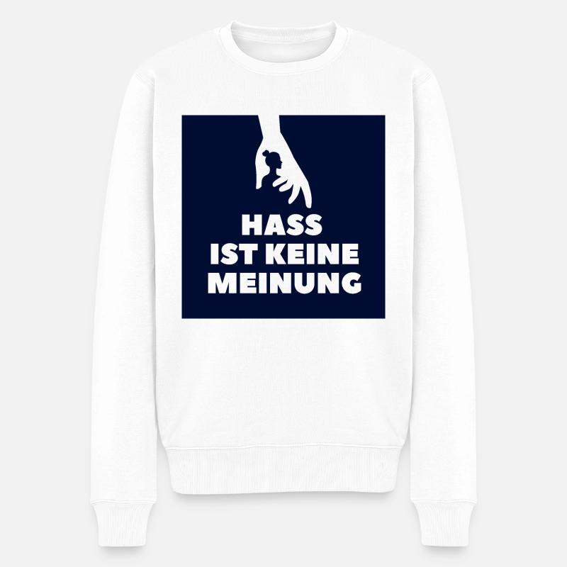 Hass ist keine Meinung Silhouette BS - Männer Premium Bio Pullover - Weiß